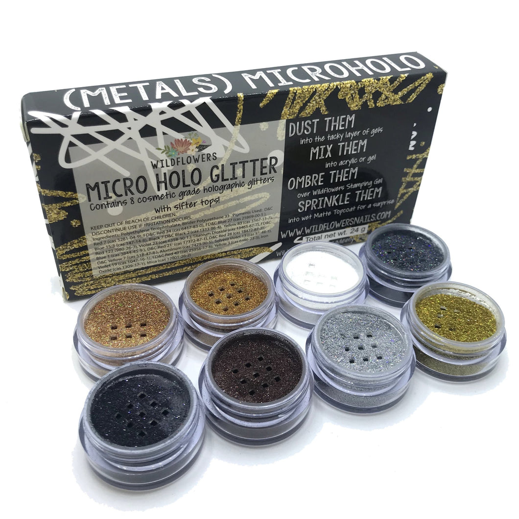 Glitter - Box Set - Holo Micro Glitters - Metals set of 8
